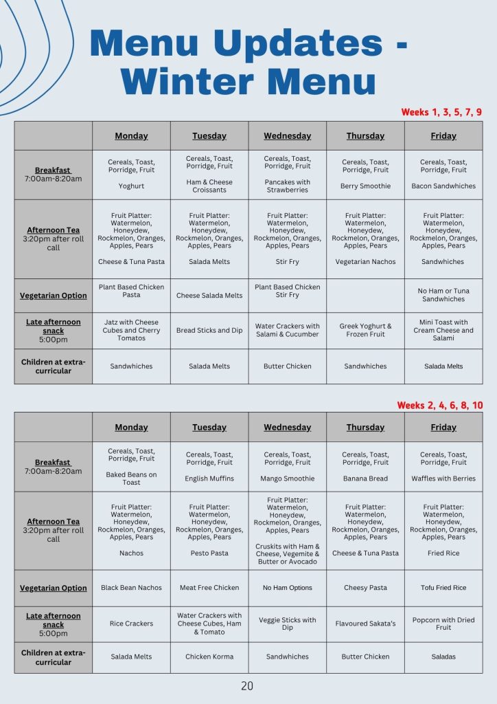 Menu Update